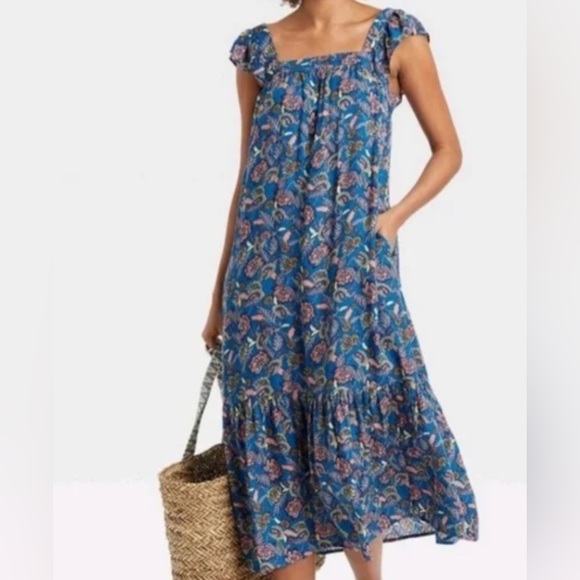 Knox Rose NWT flutter sleeve floral boho midi dress - Picture 1 of 4